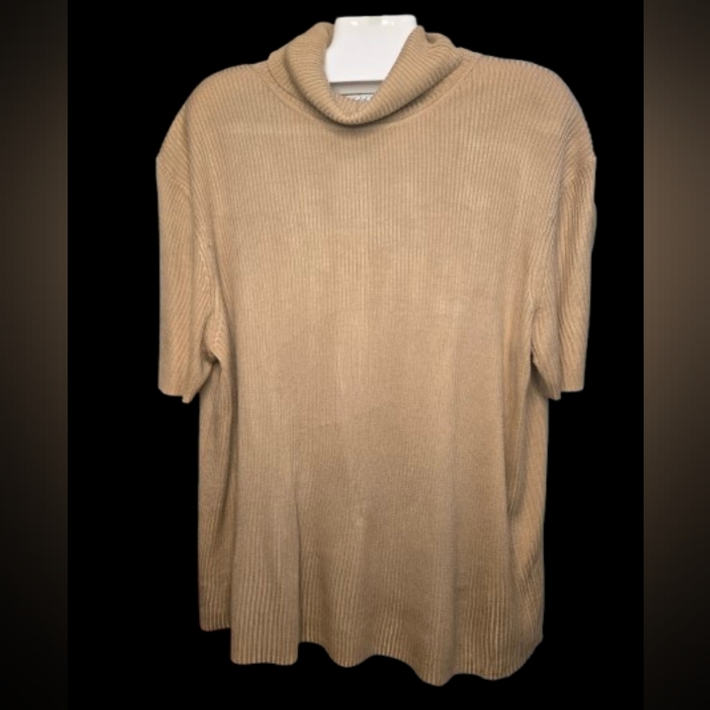 Vintage Elegant Judith Hart Tan Cowl Neck‎ Short Sleeved Sweater